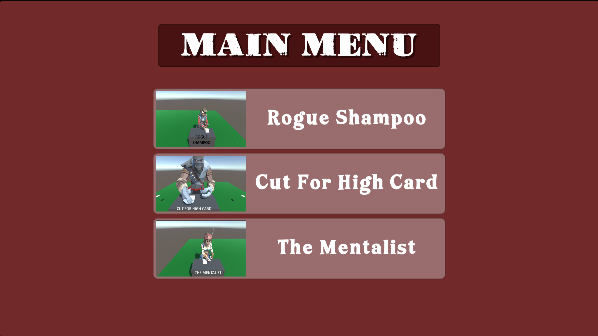 Card Shark Triple Threat main menu three games
