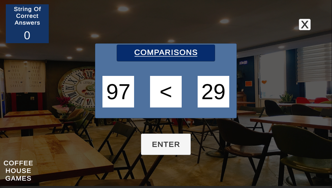 Coffeehouse Games comparisons math puzzle