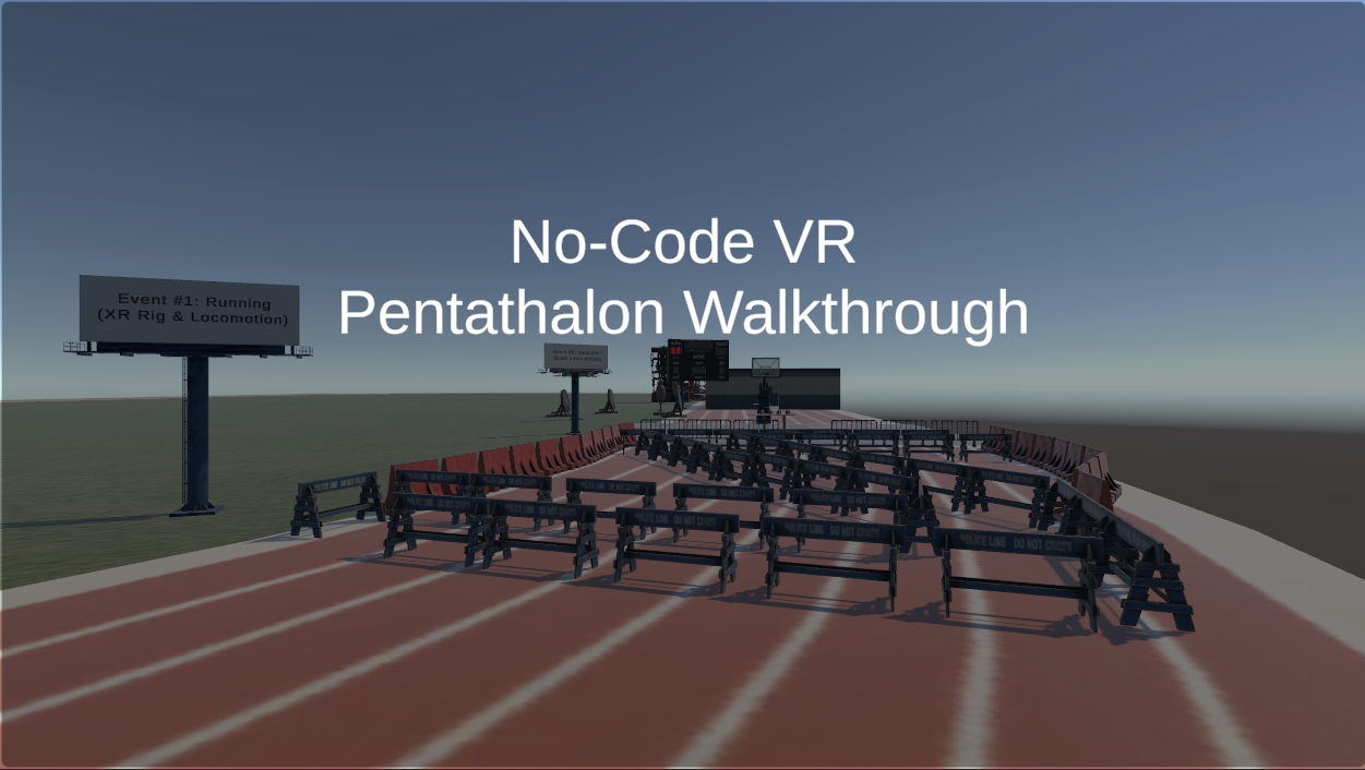 No-Code VR pentathlon stadium